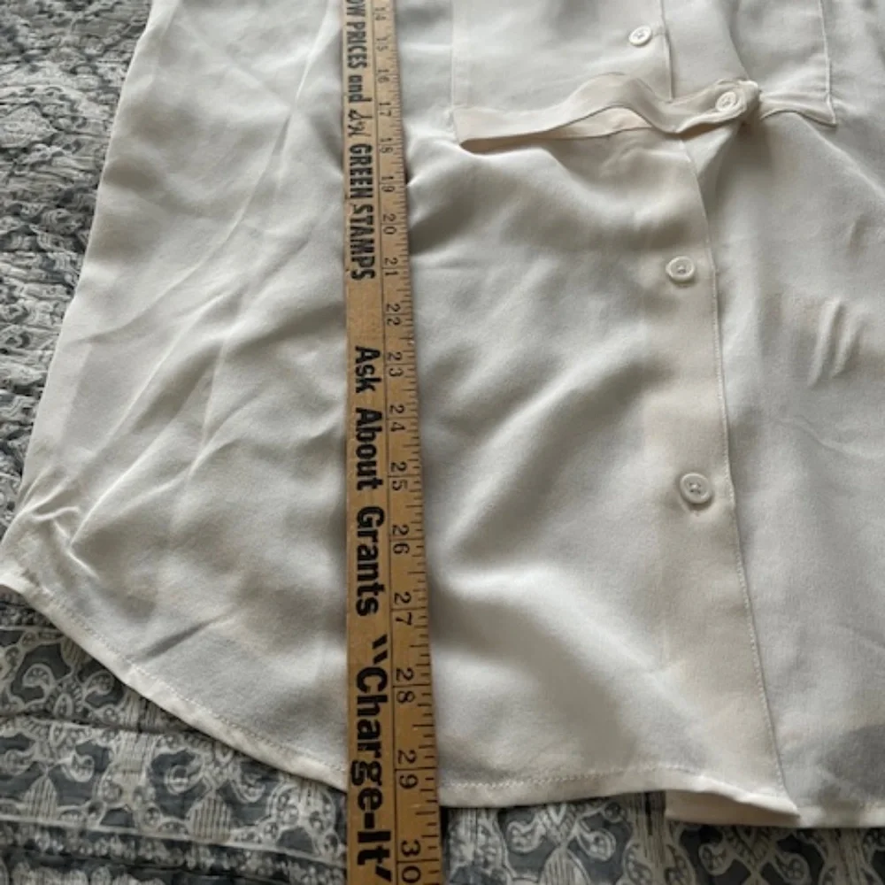 Equipment Femme Cream Silk Oversized Tuxedo Tunic Blouse Sz M Office Minimalist - Picture 6 of 8